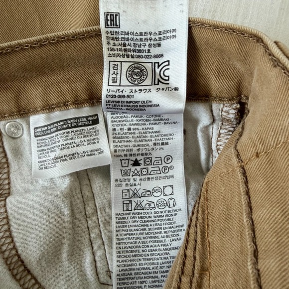 Levi's 513 Mens Khaki Tan Denim Slim Straight Jeans Size 30x32 Neutral Classic - Picture 10 of 14